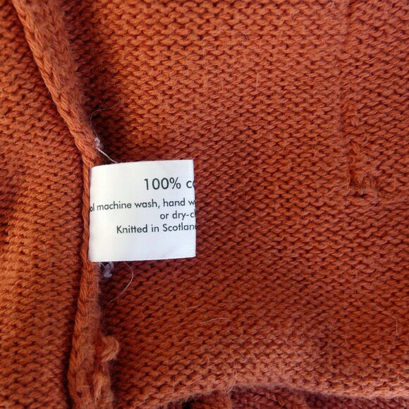 ESKANDAR cotton cardigan, one size, burnt orange, lagenlook, made in Scotland - Picture 9 of 10